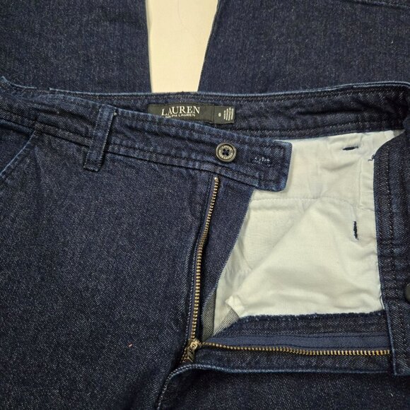 Lauren Ralph Lauren Size 6 Wide Leg High-Rise Cropped Jeans Dark Wash - Picture 7 of 13